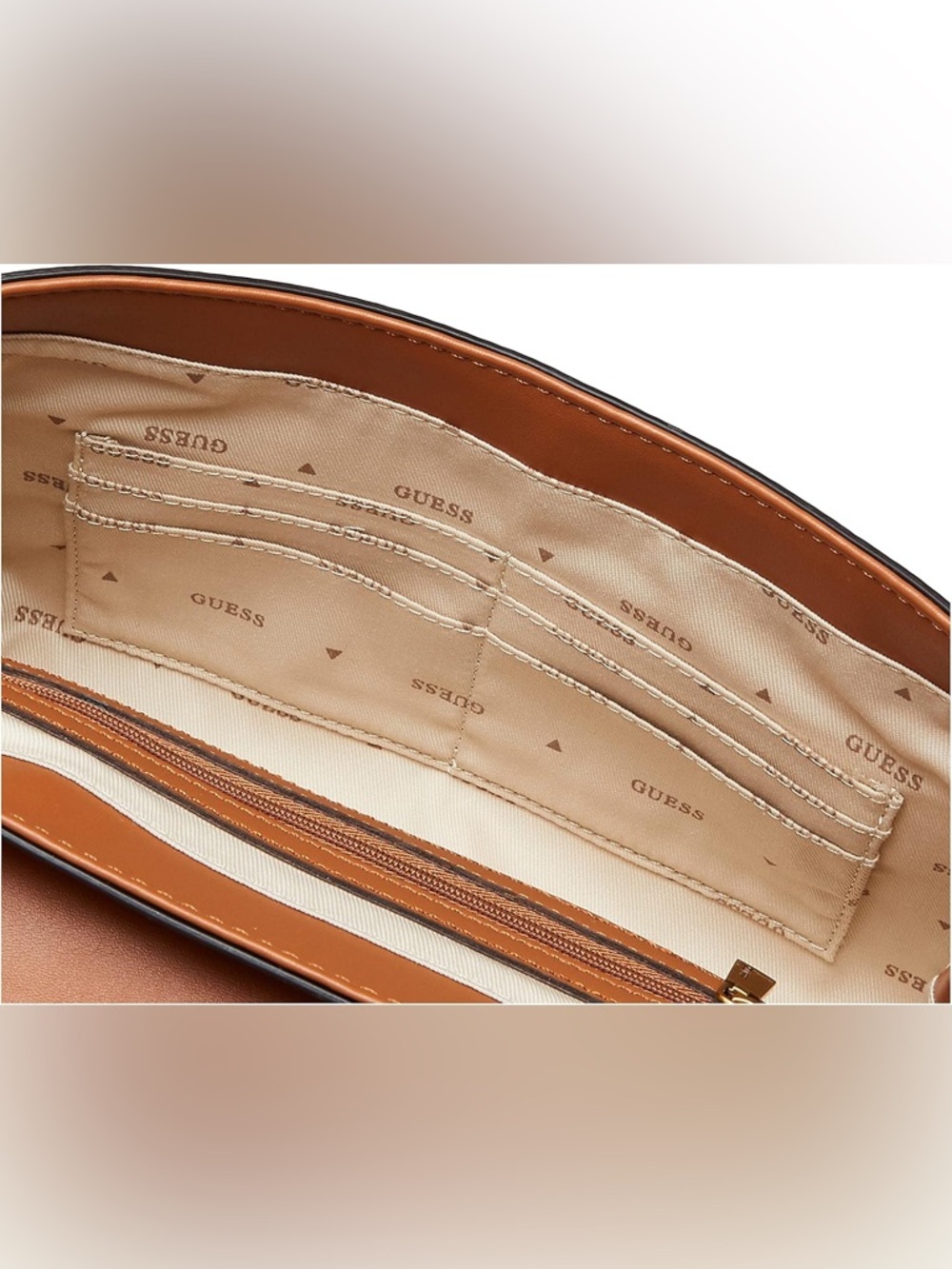 GUESS Katey Flap Shoulder Bag Natural/Cognac - Picture 5 of 7